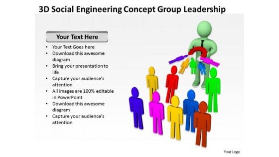Top Business People 3d Social Engineering Concept Group Leadership PowerPoint Templates