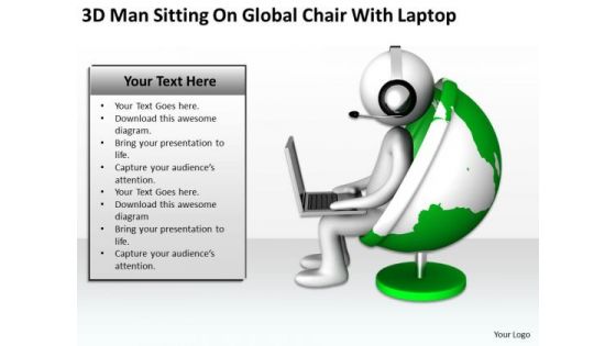 Top Business People On Global Chair With Laptop PowerPoint Templates Ppt Backgrounds For Slides