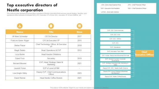 Top Executive Directors Of Nestle Corporation Customer Segmentation Formats Pdf