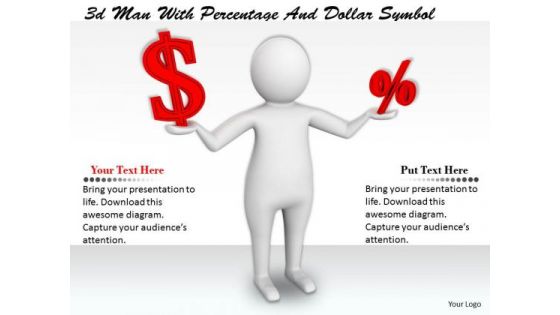 Total Marketing Concepts 3d Man With Percentage And Dollar Symbol Character Models