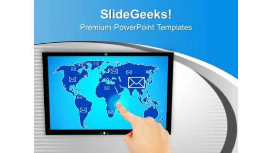Touch Screen And Hand Pushing E Mail PowerPoint Templates Ppt Backgrounds For Slides 0313