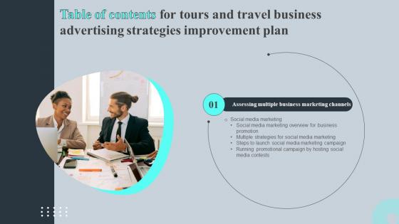 Tours And Travel Business Advertising Strategies Improvement Plan Table Of Contents Ideas Pdf