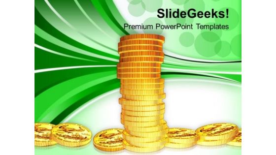 Tower Of Gold Coins Financial Business PowerPoint Templates Ppt Backgrounds For Slides 0113