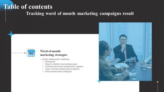 Tracking Word Of Mouth Marketing Campaigns Result Table Of Contents Background PDF