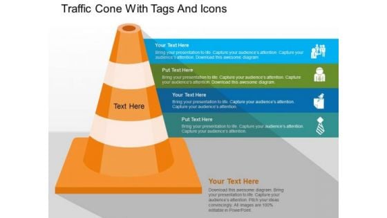 Traffic Cone With Tags And Icons PowerPoint Templates