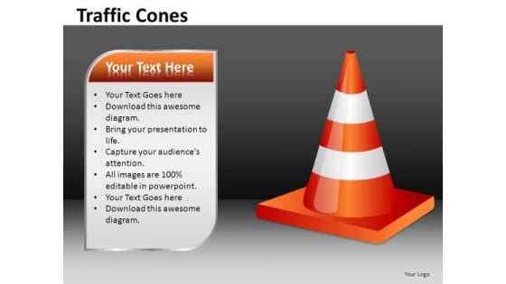 Traffic Cone With Text Box PowerPoint Templates Editable Ppt Slides