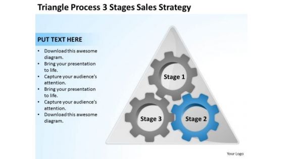 Triangle Process 3 Stages Sales Strategy Ppt Business Plan Outline Template PowerPoint Slides