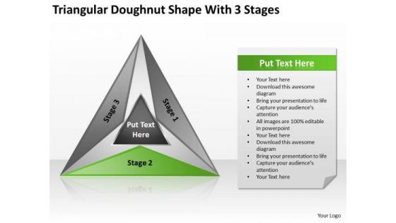 Triangular Doughnut Shape With 3 Stages Ppt Writing Business Plan PowerPoint Templates
