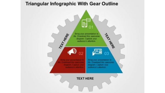 Triangular Infographic With Gear Outline PowerPoint Template