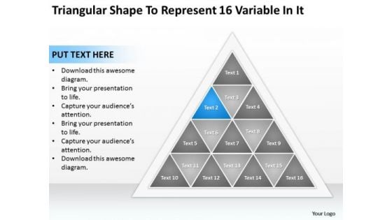 Triangular Shape To Represent 16 Variable In It Ppt Business Plans PowerPoint Templates