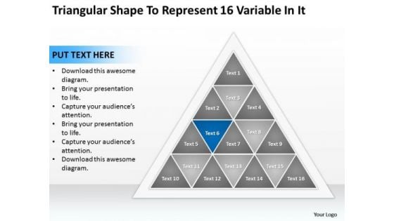 Triangular Shape To Represent 16 Variable In It Ppt Free Sample Business Plans PowerPoint Slides