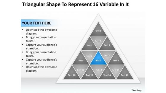 Triangular Shape To Represent 16 Variable In It Sample Business Plans Free PowerPoint Slides