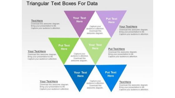 Triangular Text Boxes For Data Representation PowerPoint Template