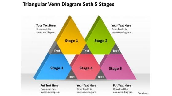 Triangular Venn Diagram Seth 5 Stages Ppt Business Plan Form PowerPoint Templates