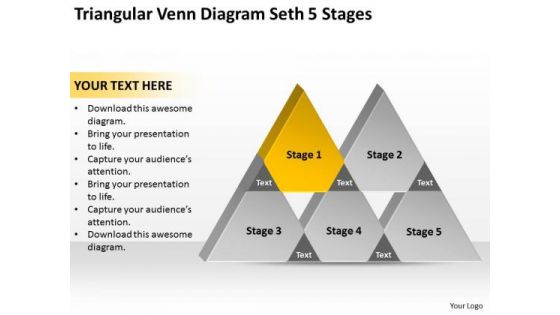 Triangular Venn Diagram Seth 5 Stages Ppt Retail Business Plan PowerPoint Templates