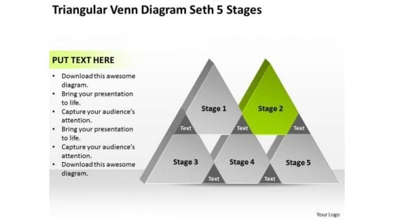 Triangular Venn Diagram Seth 5 Stages Ppt Strategic Plan PowerPoint Slides