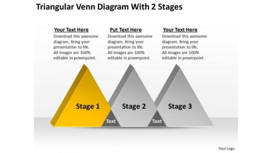 Triangular Venn Diagram With 2 Stages Ppt Business Plan PowerPoint Templates