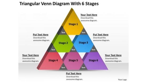 Triangular Venn Diagram Wth 6 Stages Business Plan Cover Page PowerPoint Slides