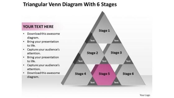 Triangular Venn Diagram Wth 6 Stages Ppt Business Plan Outline PowerPoint Slides