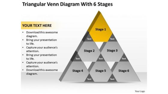 Triangular Venn Diagram Wth 6 Stages Ppt Business Plan PowerPoint Slides