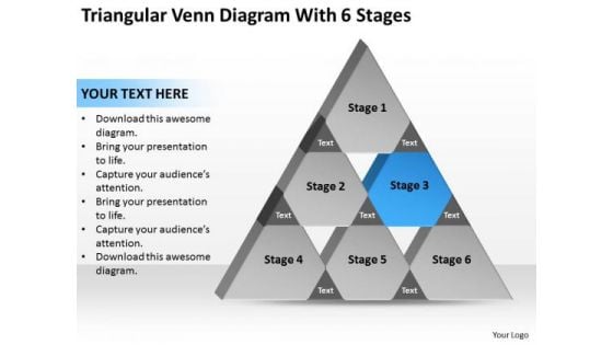 Triangular Venn Diagram Wth 6 Stages Ppt Great Business Plan Examples PowerPoint Slides