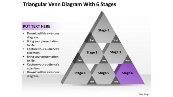 Triangular Venn Diagram Wth 6 Stages Ppt Sales Plan PowerPoint Templates