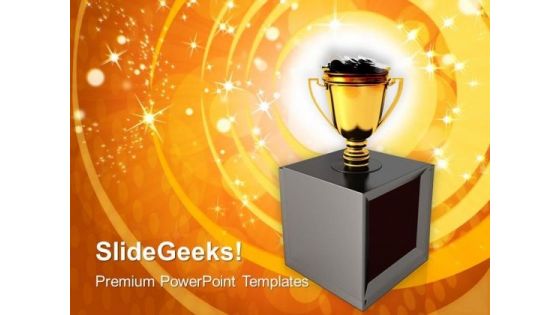 Trophy Cup Full Of Money Success PowerPoint Templates And PowerPoint Themes 1112 Trophy Cup Full Of Money Success PowerPoint Templates And PowerPoint Themes 1112