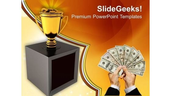 Trophy Cup Full Of Prize Money PowerPoint Templates And PowerPoint Themes 0912