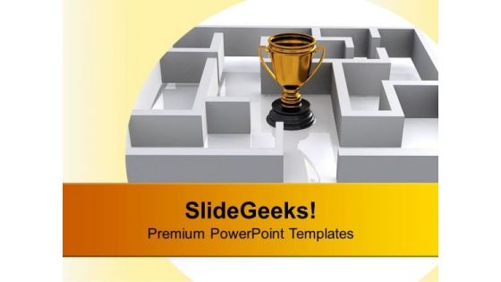 Trophy In Labyrinth Competition PowerPoint Templates Ppt Backgrounds For Slides 0113