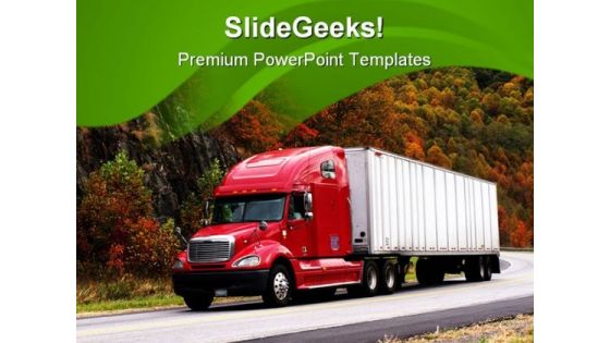 Trucking In Autumn Travel PowerPoint Templates And PowerPoint Backgrounds 0511