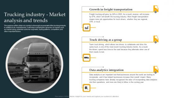 Trucking Industry Market Analysis And Trends Freight Trucking Business Plan Diagrams Pdf