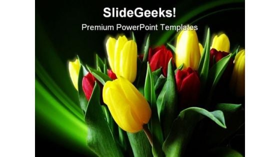 Tulips Nature PowerPoint Template 0610