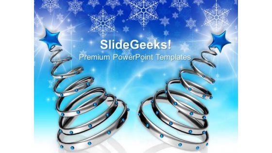 Two Blue Metallic Christmas Tree On Abstract PowerPoint Templates Ppt Background For Slides 1112 Two Blue Metallic Christmas Tree On Abstract PowerPoint Templates Ppt Background For Slides 1112