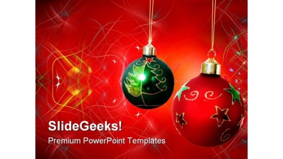 Two Christmas Balls Festival PowerPoint Themes And PowerPoint Slides 0511