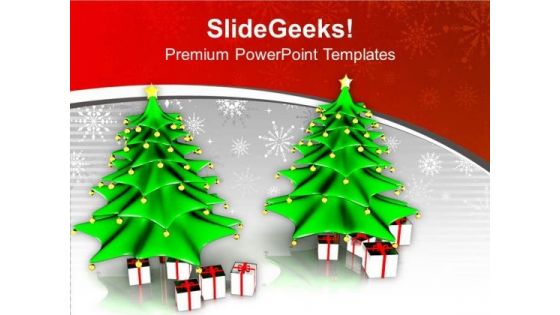 Two Christmas Tree With Gifts PowerPoint Templates Ppt Backgrounds For Slides 0113