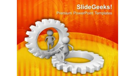 Two Different Gears For Two People PowerPoint Templates Ppt Backgrounds For Slides 0713