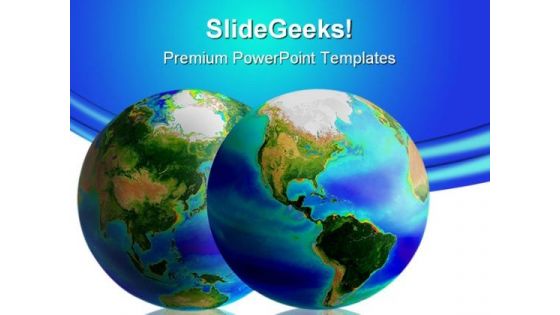 Two Earth Globes Global PowerPoint Template 1110