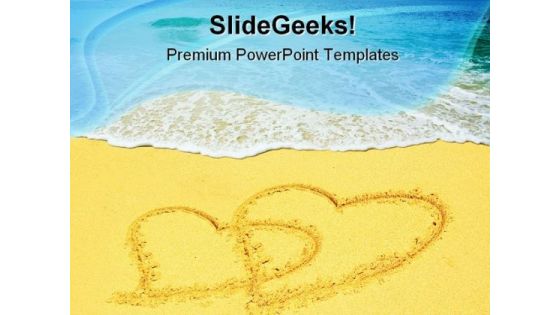 Two Hearts On Beach PowerPoint Templates And PowerPoint Backgrounds 0711