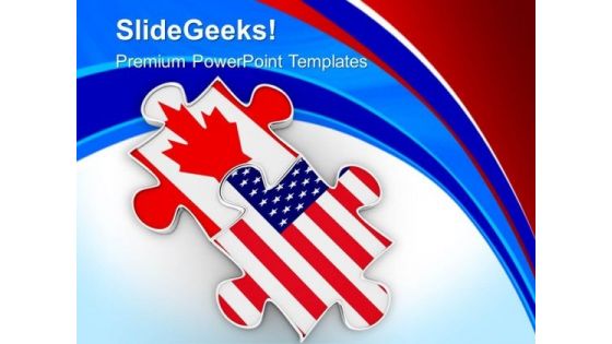 Two Puzzle Pieces Us Flag Theme PowerPoint Templates Ppt Backgrounds For Slides 0213