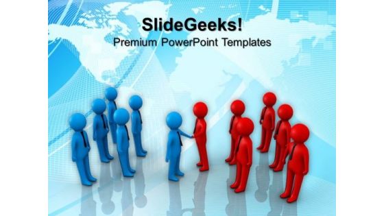 Two Team Shaking Hands PowerPoint Templates And PowerPoint Themes 1112