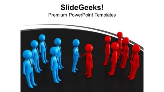 Two Teams People Shaking Hands PowerPoint Templates Ppt Backgrounds For Slides 0213