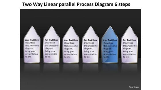 Two Way Linear Parallel Process Diagram 6 Steps Small Business Plan PowerPoint Slides