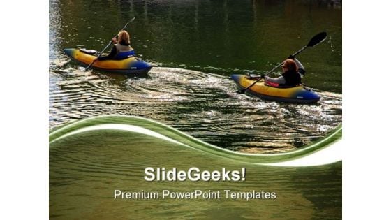 Two Women Kayakers Lifestyle PowerPoint Templates And PowerPoint Backgrounds 0611