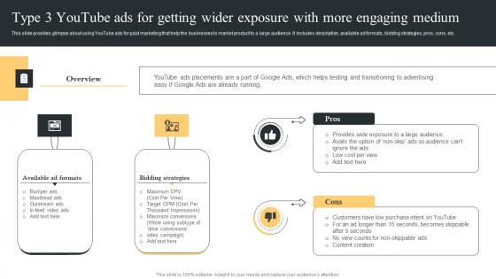 Type 3 Youtube Ads For Getting Wider Exposure With More Engaging Medium Template Pdf