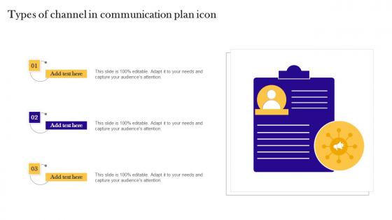 Types Of Channel In Communication Plan Icon Microsoft Pdf