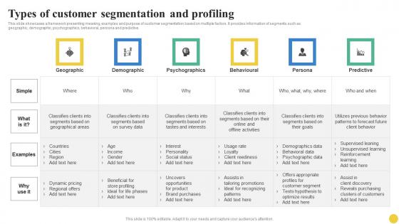 Types Of Customer Segmentation And Profiling User Segmentation Brochure Pdf