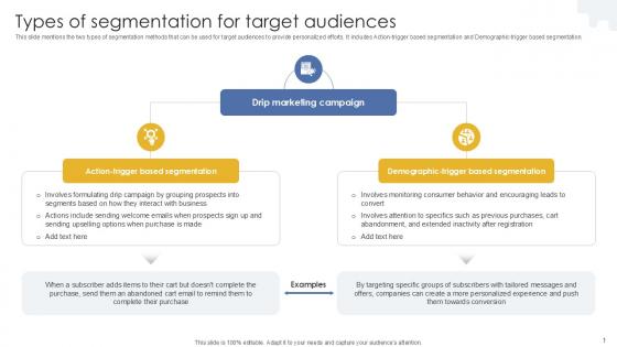Types Of Segmentation For Target Formulating Drip Email Marketing PPT Template MKT SS V