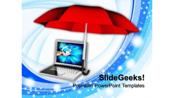 Umbrella With Laptop PowerPoint Templates And PowerPoint Themes 1012
