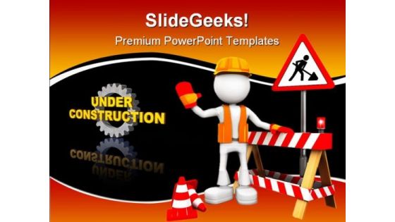 Under Construction Sign Symbol PowerPoint Themes And PowerPoint Slides 0611