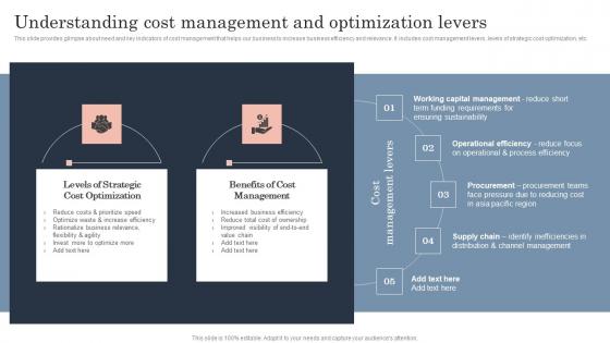 Understanding Cost Management And Optimization Levers Guide To Corporate Financial Growth Plan Icons Pdf